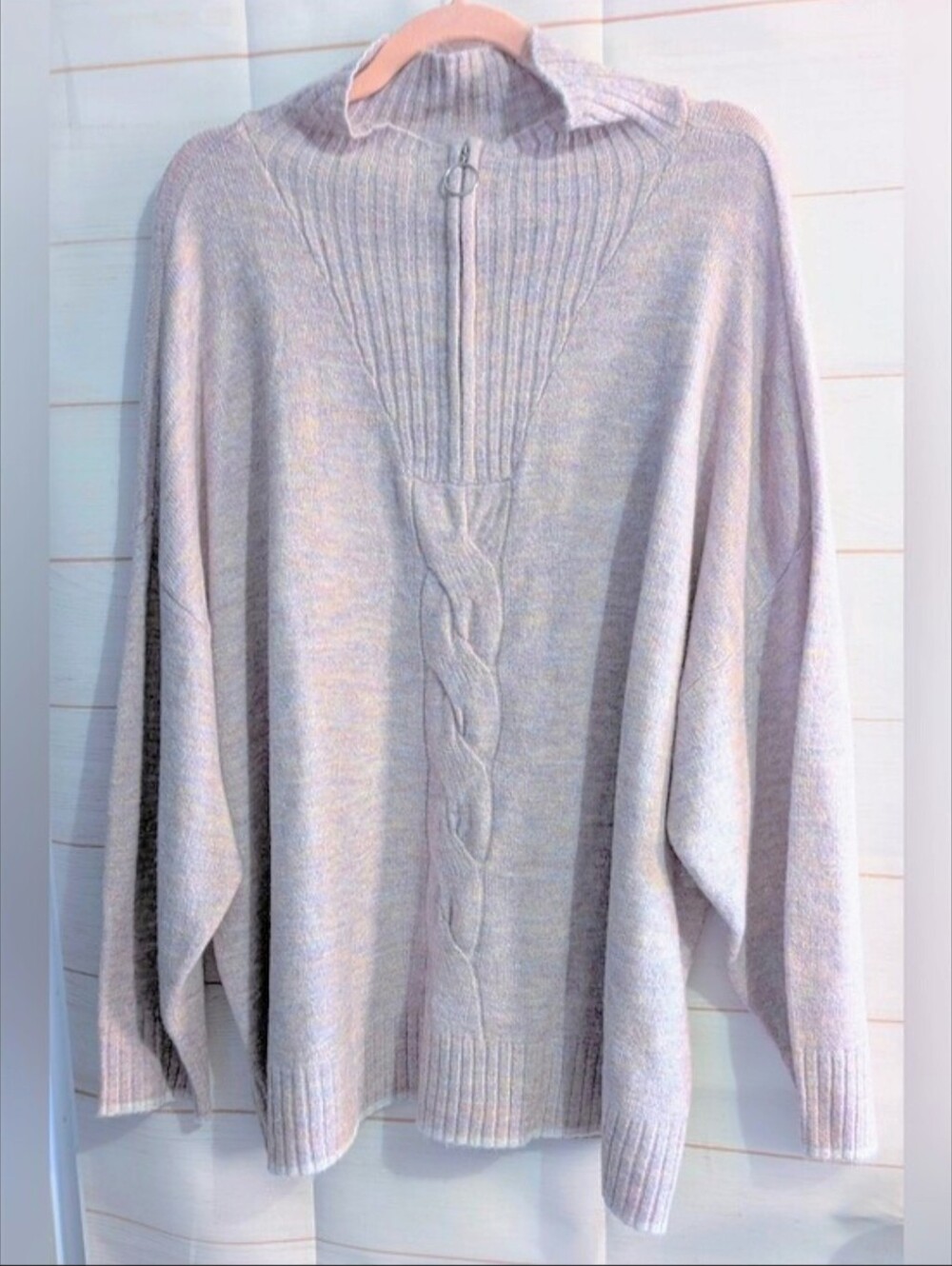 Nwot Reitmans Mauve Multi Color Cable-Knit Half-Zip Sweater Super Soft Size 2X